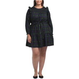LEA Plus Blackwatch Smocked Top Mini Dress